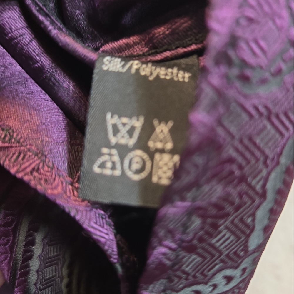 Barry Wang Mens Purple  Silk Poly Metallic Paisley L/S Button Dress Shirt 3XL - Picture 5 of 8
